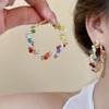 Colorful Dopamine Hoop Earrings For Women New Wrapped Beaded Earcuffs Large Circle Earrings Unique Chunky Threader Ear Jewelry