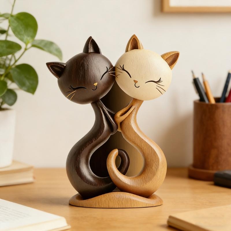 Wooden Cats/Dog Figurines 2D Flat Dog/Cats Statues Collectibles Gift Modern Home Decors Animal Sculptures Home Decors