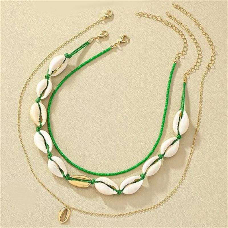 2 Buc/Set Colier Choker de Vară din Scoici Naturale de Mare Pentru Femei Boemia Lanț cu Mărgele Colier cu Scoici Accesorii de Bijuterie Ajustabile