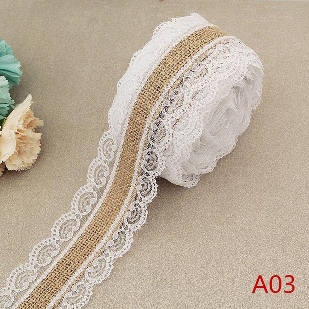 

DIY Trim Edge With White Lace Hessian Lace Ribbon Jute Burlap Home Decor Wedding Supplies 03