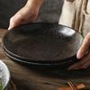 Multifunction Black Circle Dinner Plate Creative Salad Bowl Ceramic Dessert Tray Steak Pasta Dish Dinnerware Microwave Safe