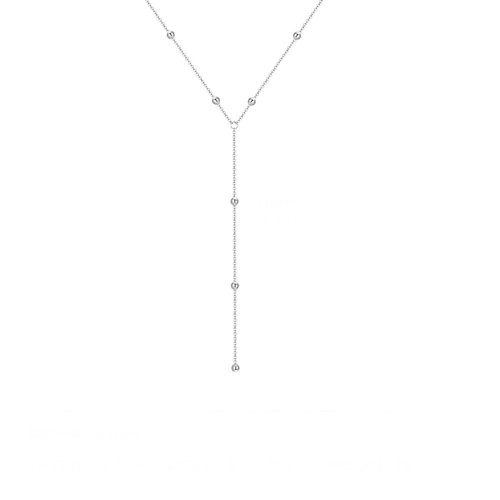 

Versatile Geometric Multi-layer Tassel Necklace with Round Beads and Y-shaped Clavicle Chain