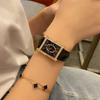Square Quartz Ladies Watch Fashion Diamond Set Roman Vintage Watch Femininity Leather Strap
