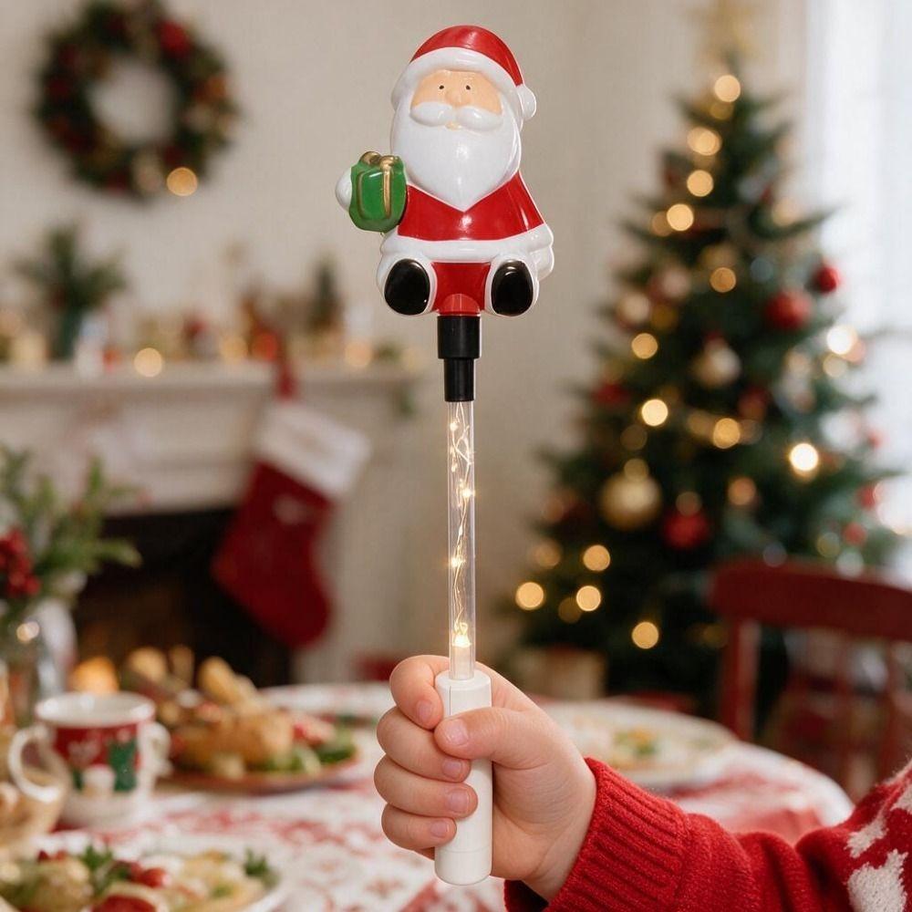 Warm Light Christmas Glowing Stick Handheld Santa Claus Flash Wand Handheld Luminous Toy Outdoor