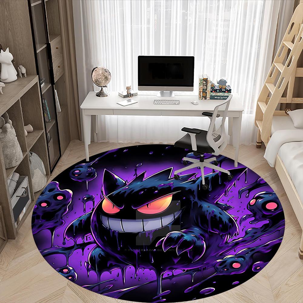 1pz Gengar, Tappeto Sedia Pokémon per Ufficio, Tappeto in Fibra di Poliestere Lavabile Antiscivolo per Interni, Tappetino per Ufficio, Lavabile in Lavatrice