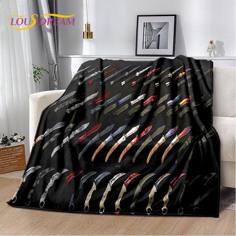 CS,knife,Swiss Knife Sword Games Soft Plush Blanket,Flannel Blanket Throw Blanket for Living Room Bedroom Bed Sofa Picnic Cover