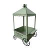 Decorative Garden Flower Cart Planter, Iron Wagon Pot Display with Canopies and Open Storage Tray for Home Patios Courtyards Display