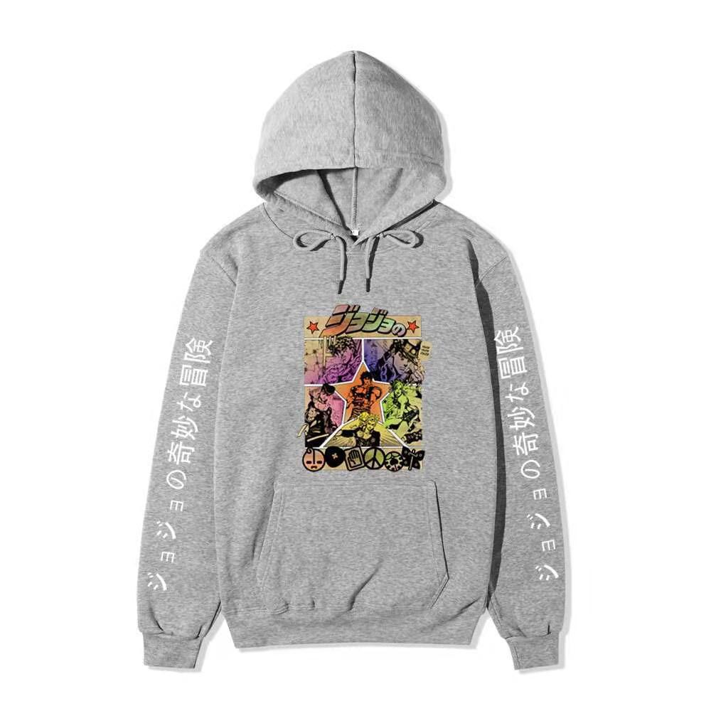 JoJo Bizarre Adventure Hoodie Unisex Fleece Sweatshirt Color Manga Print Autumn Winter Pullover