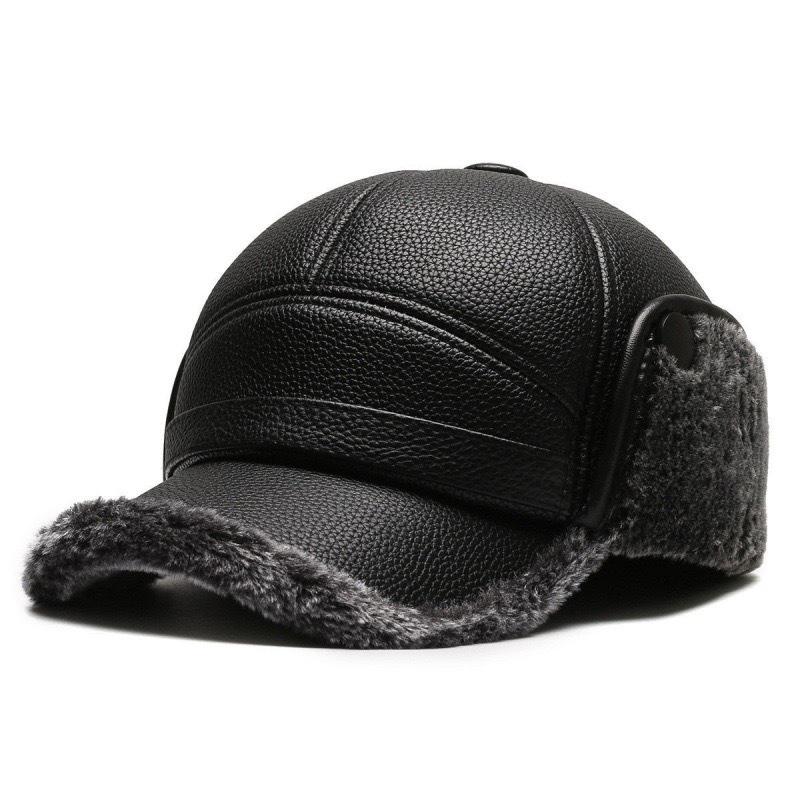 Men's Winter Cold-Proof Fleece-Lined Thick Baseball Cap with Ear Protection for Middle-Aged and Elderly.