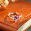 S925 Sterling Silver Natural Stone Ring for Women, Japanese Style Elegant Crystal Band, Adjustable Dainty Jewelry, Daily Wear & Gift for Girlfriend