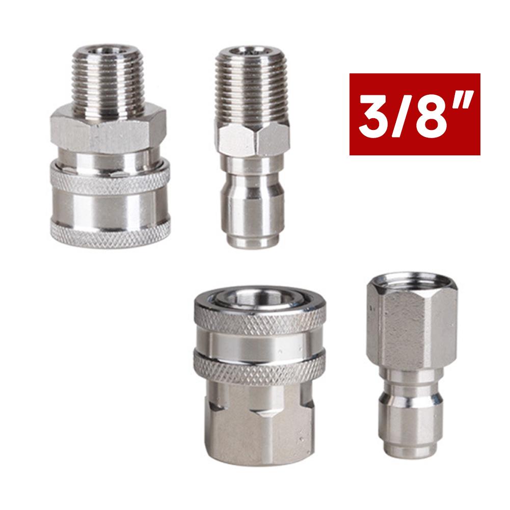 2Pcs/Set Stainless 3/8" 1/4" Quick Connector & Plug With NPT3/8 NPT1/4 Male Female Fitting Thread High Pressure Washer Accessories
