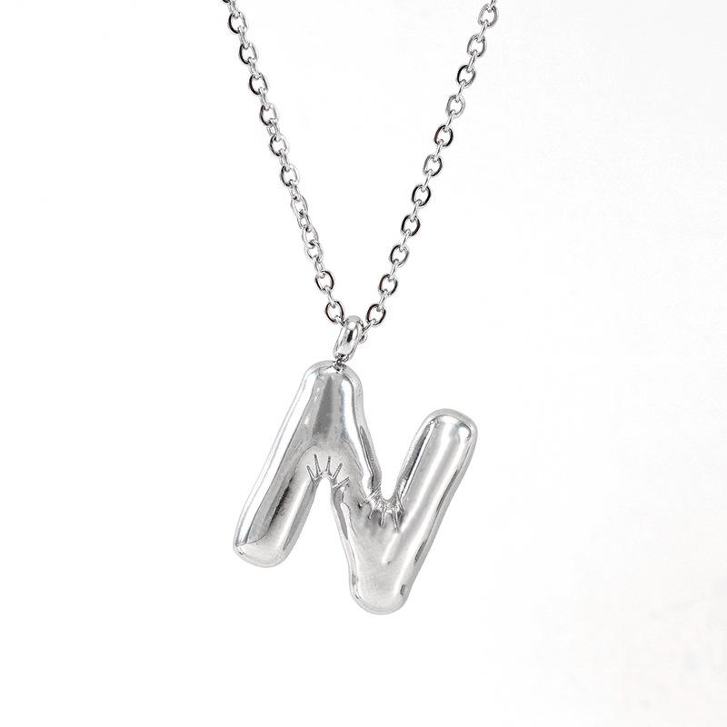 Fashionable Plump Stainless Steel Alphabet Necklace For Women