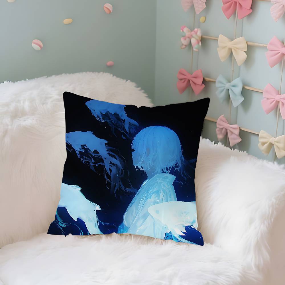 Quiet And Ethereal Blue Case Plush Fabric Soft Pillowcase Double Sided Print Cushion Cover Household Gifts