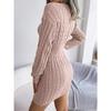GMXIA Autumn and Winter Fashion Waist-cinching, Twisted Figure-hugging Dresses, Woolen Dresses and Women's Clothing