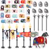MOC Medieval Castle Knight Figures Flag Military Building Blocks Castle Accessories Soldier FiguresDIY Bricks Toys Kids Gift