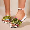 One-word Slippers Women's Summer Wear New Fashionable Versatile Sequined Flat-bottomed Open-toed Beach Cool Slippers