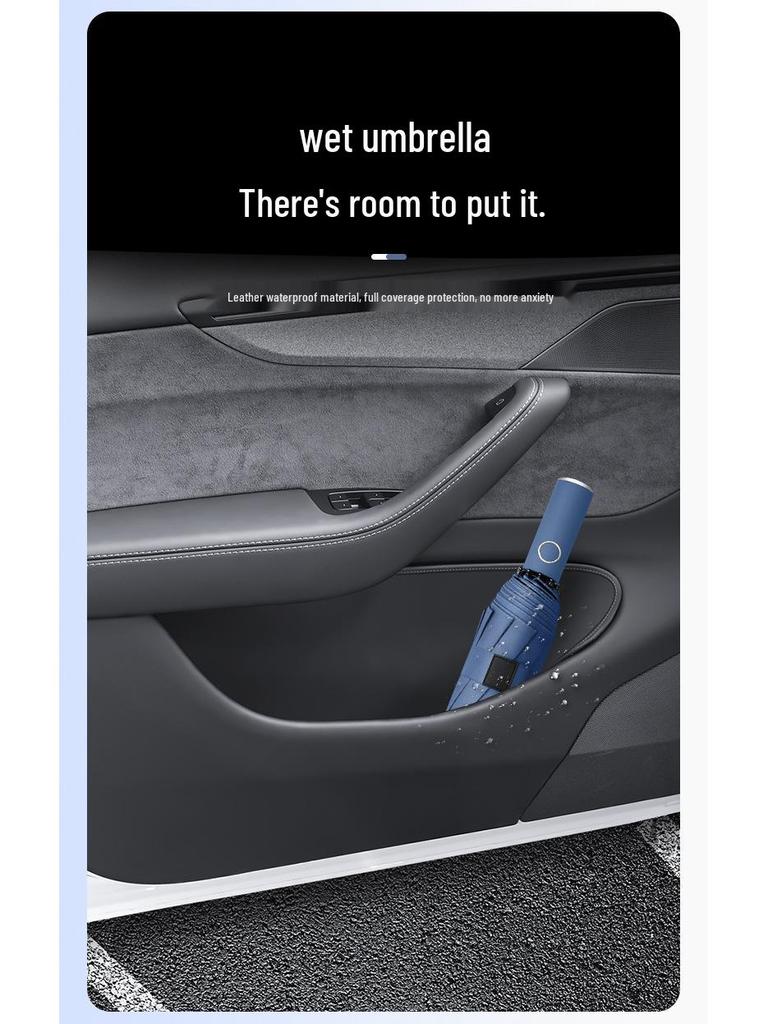 Tesla Model Y 6-Seater Door Slot Leather Storage Box & Interior Protection Accessories