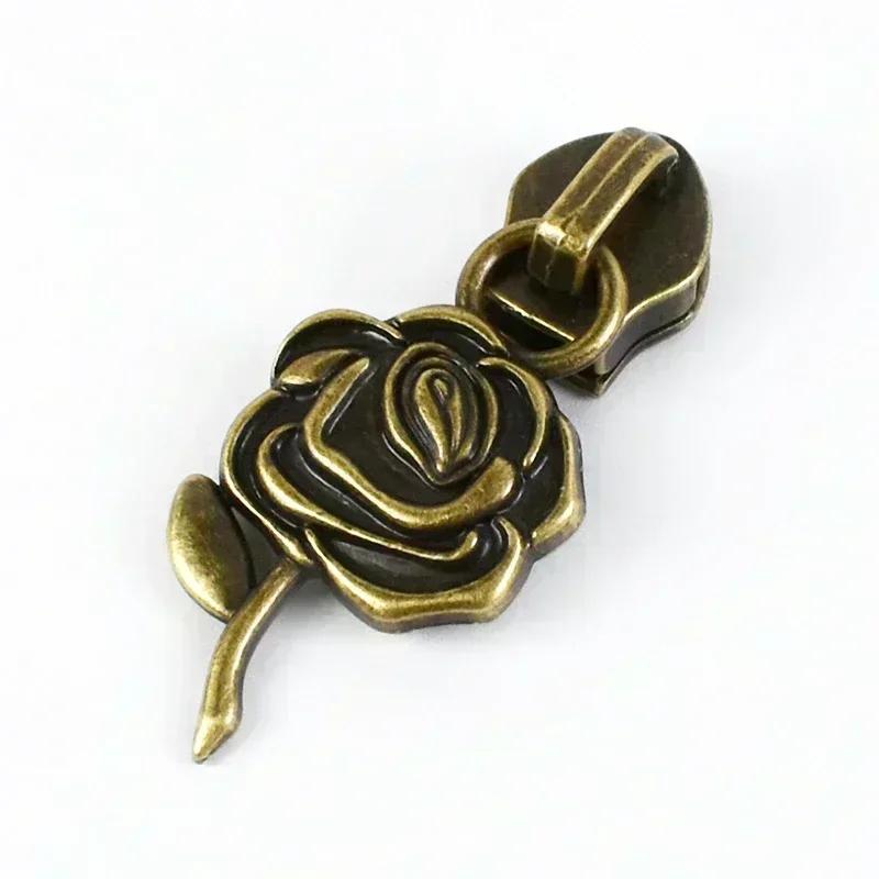 Meetee 5-20 Szt. 5# Suwak do Zamka Błyskawicznego na Zamki Nylonowe Stop Cynku Główka Zamka Dekoracja Brązowy Ciągnik Zamka Błyskawicznego Akcesoria do Szycia Kurtki Płaszcza