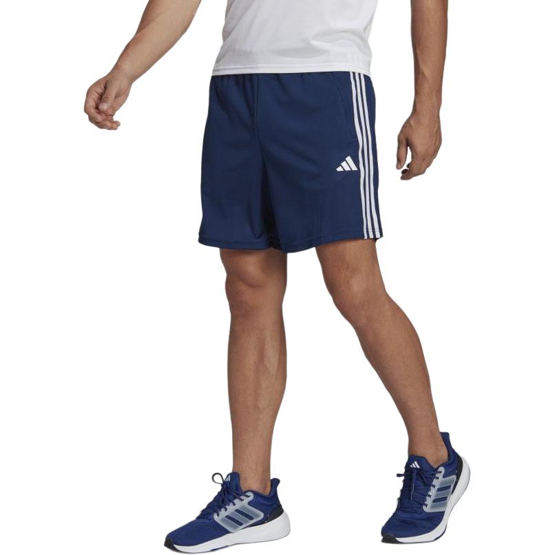 Adidas Train Essentials Piqué 3-Stripes Training Shorts Quick-Drying Comfortable Men Shorts Dark-Blue White IB8112