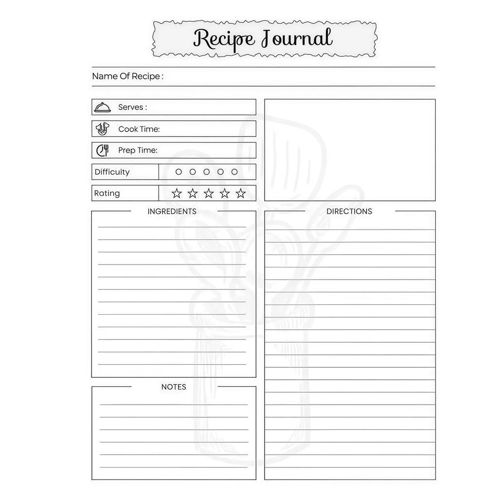 My Recipe Book, Diary, Kitchen Cooking Spiral Notebook, Glove Schedule