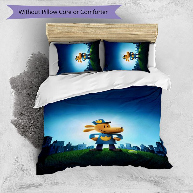 Dog Man 3pcs Bedding Set Duvet Cover Closure Includes 1 Duvet Cover & 2 Pillowcases for All Seasons Bedroom Home Dorm Decor