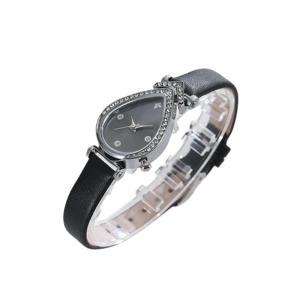 Damen-Quarz-Armbanduhr mit Strasssteinen in Tropfenform - Kreatives, vielseitiges, lässiges Design mit persönlichem Armband
