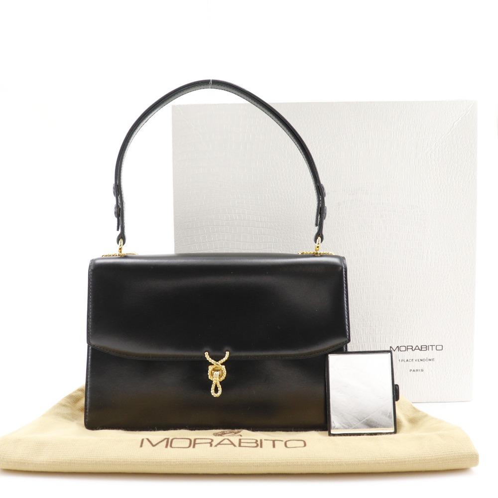 Morabito One Belt Shoulder Bag Black Calfskin Women Used