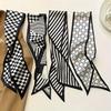 Schwarze Bedruckte Serie Seidenschal Haarband Schleife Hochgestecktes Haar Lange Schleife Vintage Satinband Halstuch Haarschmuck