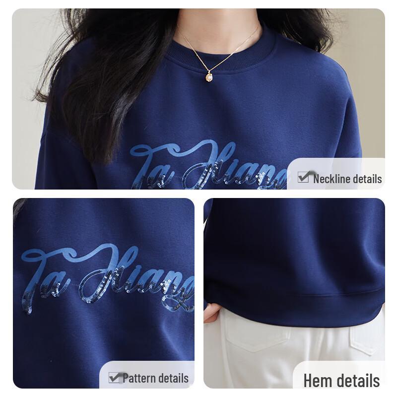 Women's Embroidered Round Neck Sweatshirt
