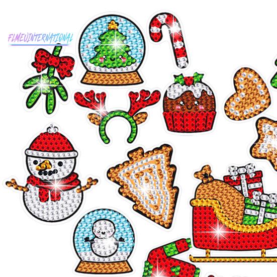 5D DIY bunte Diamant-Malerei-Aufkleber, verschiedene Weihnachtsbaum-Schneemann-Hirsch-Form, glänzende Diamant-Malerei-Abziehbilder