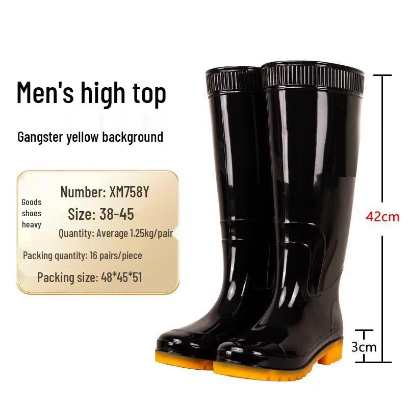 Kuai Fu Men s High-Top Black Rain Boots