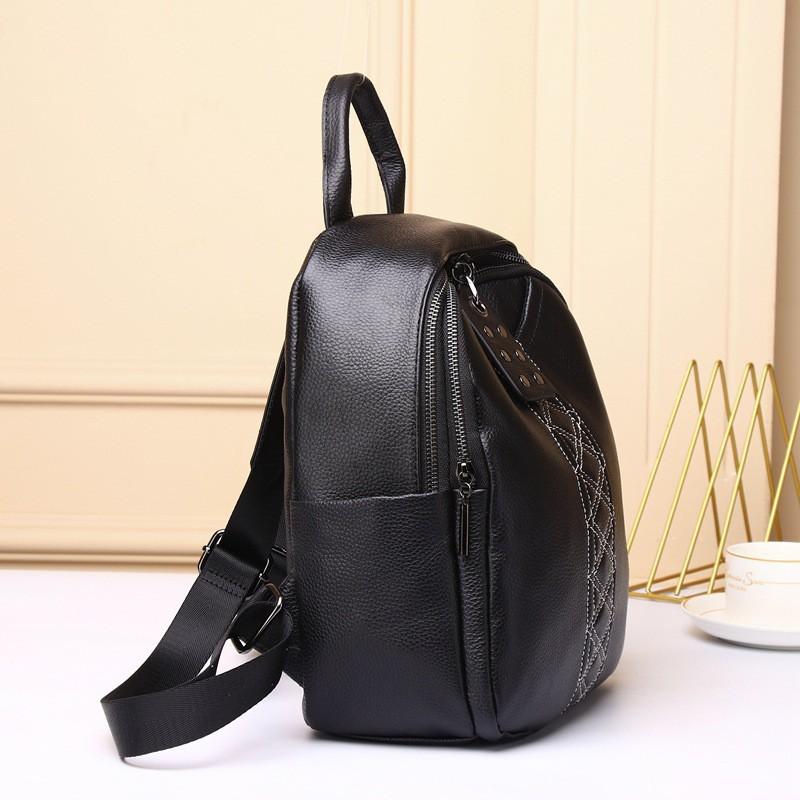 First-layer Cowhide Women's Bag Genuine Leather Backpack Diamond-grid All-matching Live Broadcast Model 8135