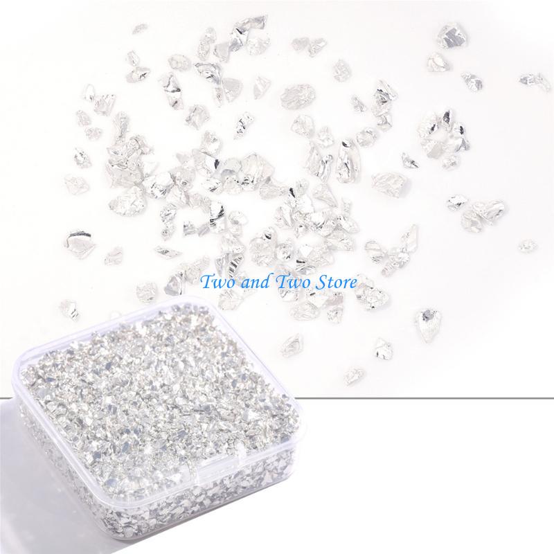 HX6F Irregular Glass Sequins Broken Glass Pieces Suitable for Nail Art Decoration серебряный