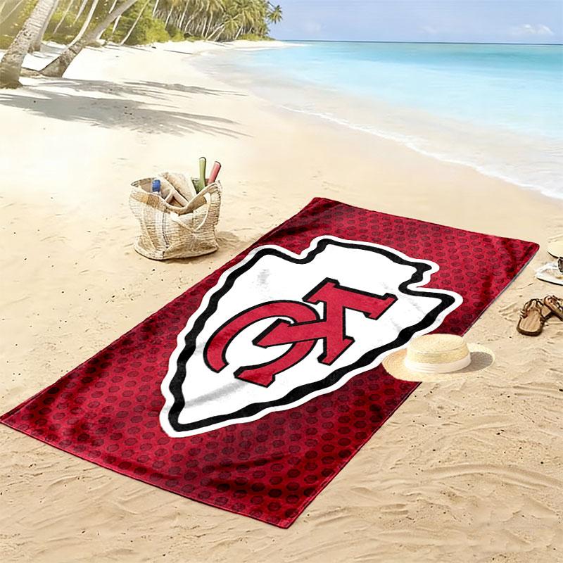 KC Chiefs Print Beach Towel, Large Soft Quick Dry Towel for Beach Camping Swimming