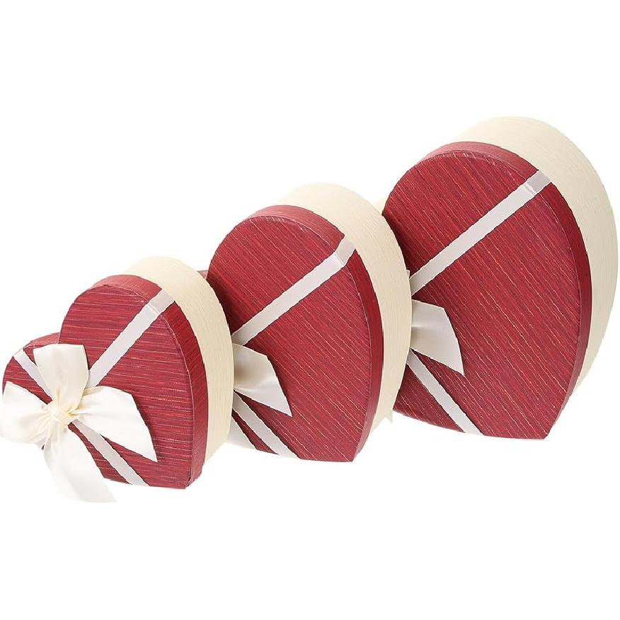 Empty Heart Shaped Box: Present Decorative Boxes with Lids for Valentines Day, Wedding, Bridal Shower, Anniversary, Birthday Party Goodie Boxes