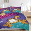 3pcs Garfield's Cosmic Adventure Printed Quilt Set - Includes 1 Quilt Cover and 2 Pillowcases, Machine Washable - Suitable for All Seasons.W037