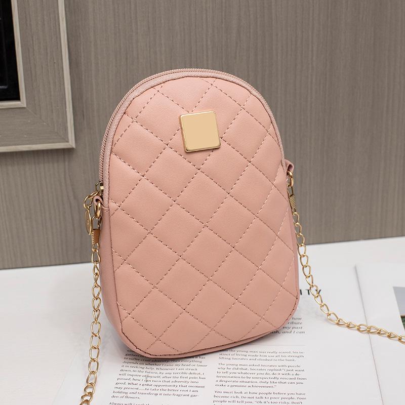 Women's mobile phone bag new fashionable solid color diamond embroidered shoulder bag square standard simple messenger women's bag bag