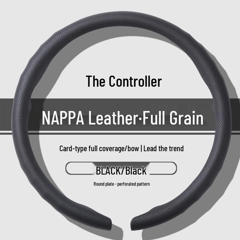 Premium Nappa Leather Steering Wheel Cover - Anti-Slip, Breathable, Ultra-Thin, All-Season