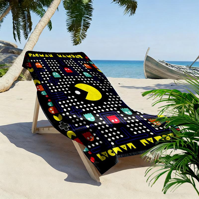 Pacman Print Beach Towel, Large Soft Quick Dry Towel for Beach Camping Swimming