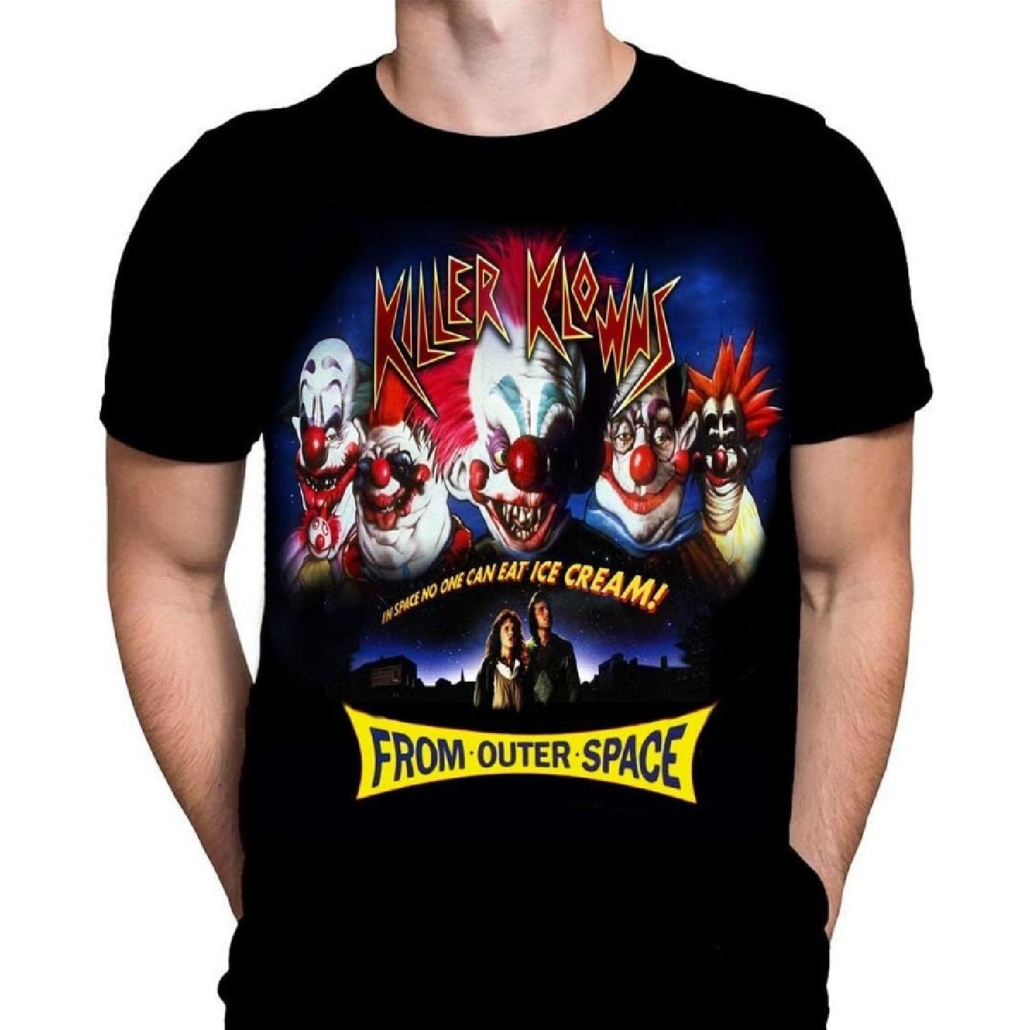 Wild Star Hearts Killer Klowns Mens Tshirt Halloween Sci-fi Horror Movie Print Graphic T-Shirt, Film Poster Tee S
