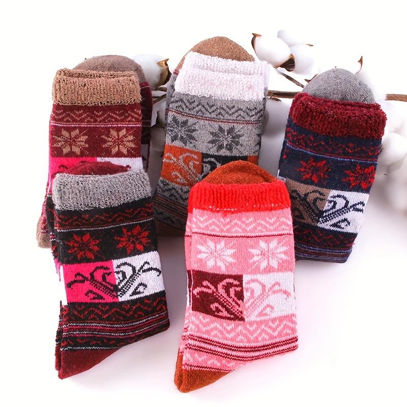 5pcs Cozy Thickened Terry Socks for Women - Warm Mid-Calf Winter Socks, Perfect for Sleep & Floor Comfort