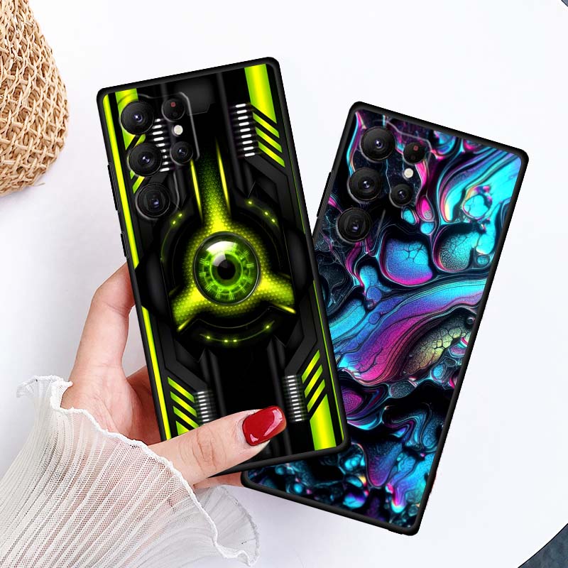 Creative Luxury Art Patterns Phone Case For Samsung Galaxy S26 S25 S24 S23 S22 S21 S20 Ultra Plus FE 5G Black Soft TPU