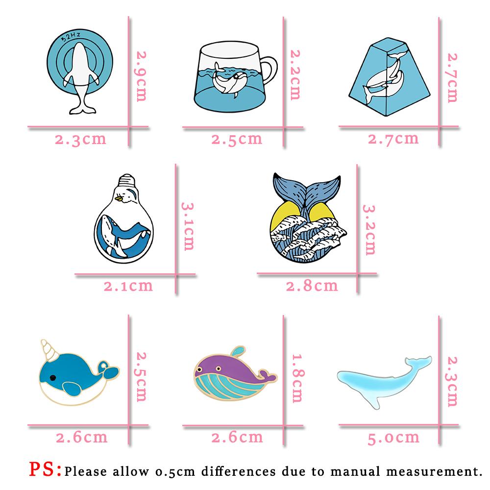 Cartoon Blue Marine Animal Brooch Save Ocean Whale Dolphin Enamel Badge Cloth Backpack Lapel Pins Jewelry Gifts for Friends Kids