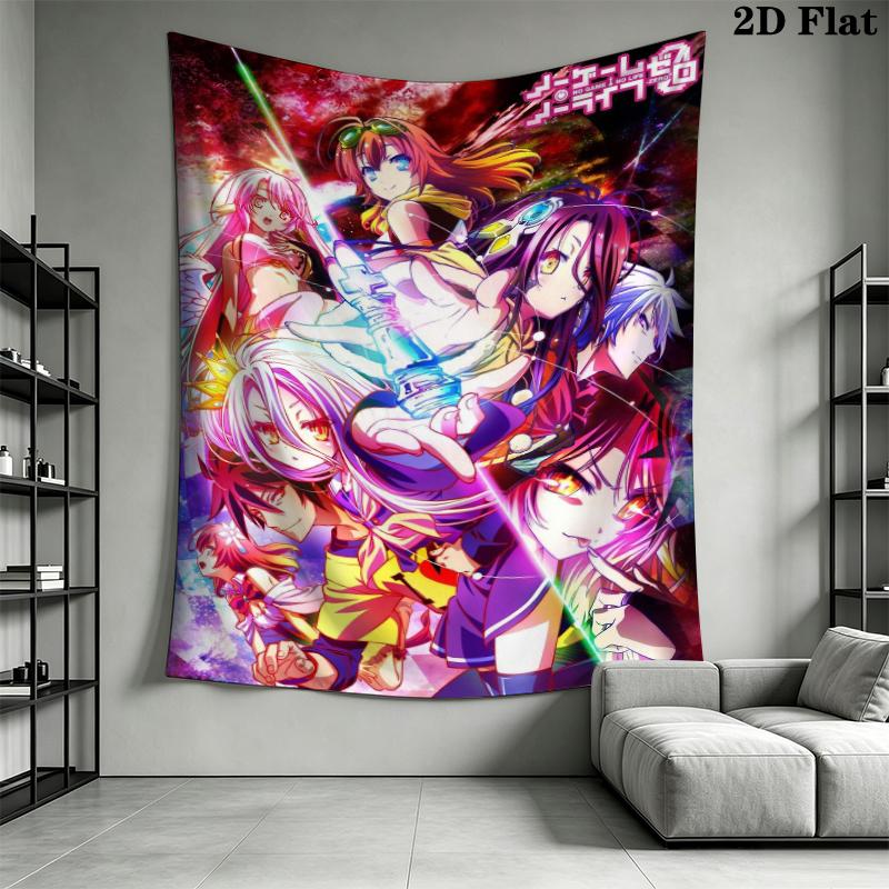 No Game No Life Wall Tapestry Aesthetic Wall Hanging Printed Fabric Blanket Decorative Tapestries for Bedroom Living Room Home Decor