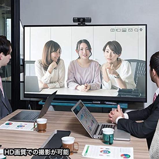 Sanwa Supply Wide Lens Web Camera for Conferences Long Cable USB Connection Ultra Wide Angle Microphone Compatible with Skype Black (3m Type) 150°