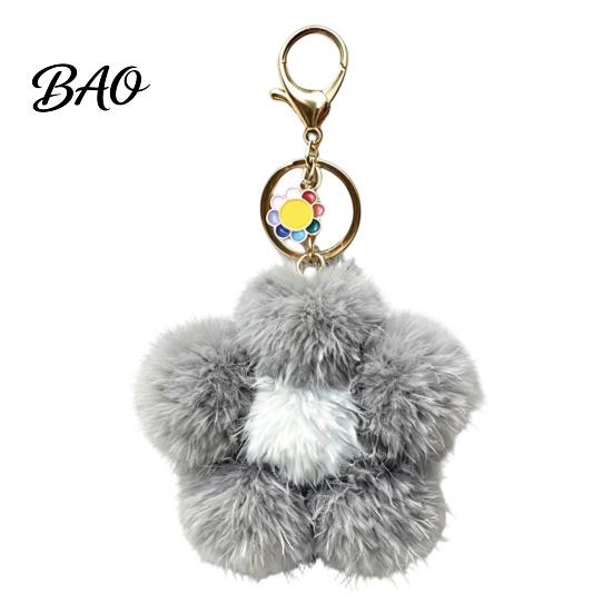 Floral Bag Charm Plush Flower Keychain for Backpack, Fuzzy Keyring Key Holder Charm, Women Girls Handbags Decorative Accessory Fluffy