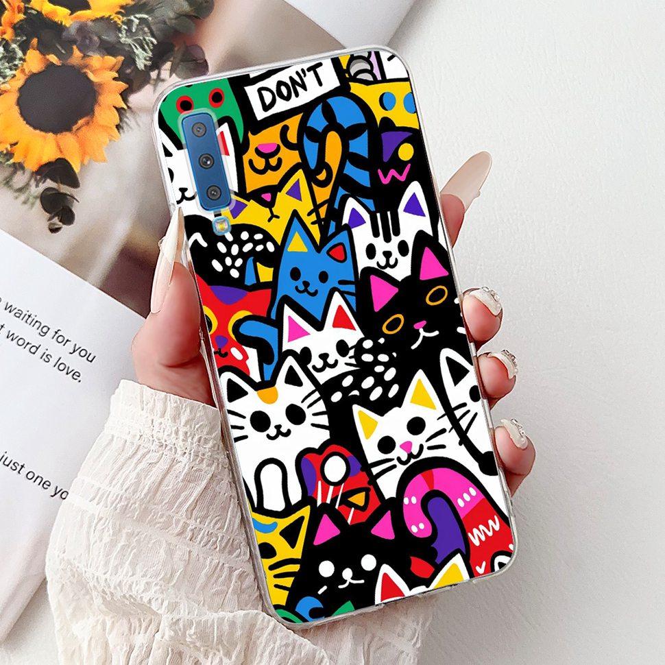 Για Samsung Galaxy A7 (2018) Θήκη Χαριτωμένη Γάτα Μόδα Ζωγραφισμένο Κάλυμμα Μαλακές Θήκες Σιλικόνης Για Samsung A7 A750F 2018 Fundas