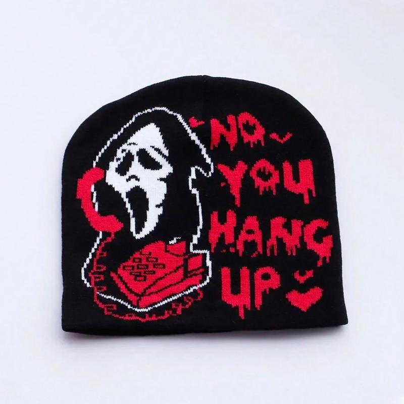 1pc Halloween Skull Goth Knit Fashion Beanie Hats For Men Women Cool Emo Gothic Birthday Christmas Skeleton Spooky Gifts Present