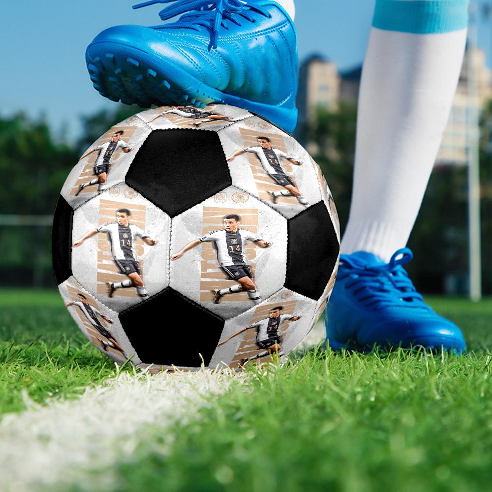 Jamal Musiala Ballon de Football en Salle Coloré Couture Machine PVC Taille 5 Entraînement d'Équipe Prêt pour la Compétition Durable Haut Rebond Cadeau Sportif Cool