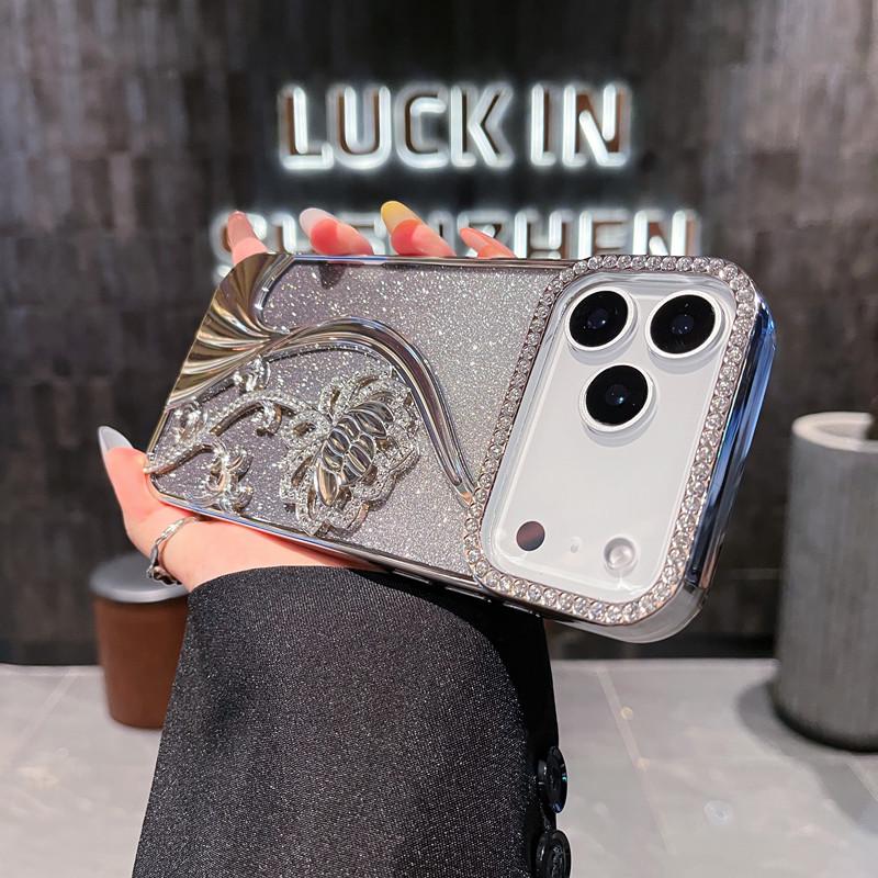 Glitter Diamond Floral Vine Electroplated Protective Case for iPhone 17 Pro Max